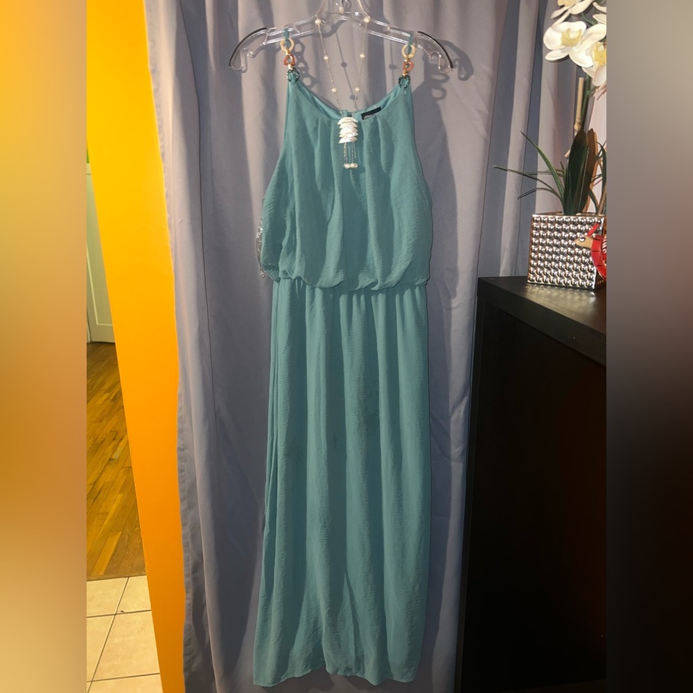 Teal Sleeveless Maxi Dress